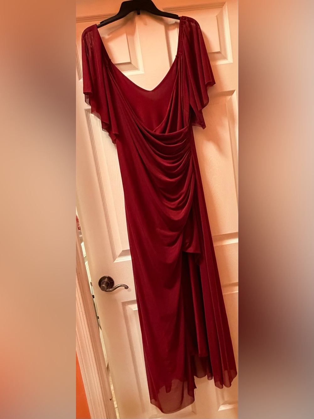 SHEIN Burgundy Draped Maxi Dress